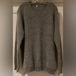Marled acrylic knit sweater with suede heart elbow patches- XL
